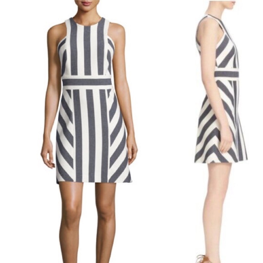 Milly Maya Dress in Navy Graphic Stripe NWT Mini Sleeveless Dress